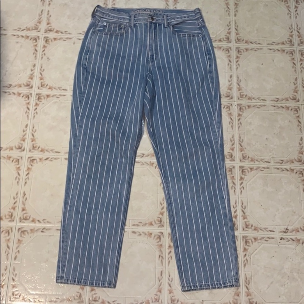 Striped American Eagle Mom Jeans